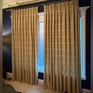 (2) Luxury Heavyweight 42x93 Lined Striped Curtain Panels Set (Designer Quality)